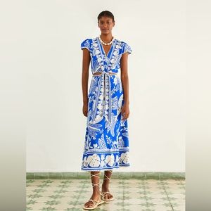 Farm Rio Blue Lace Banana Midi Dress